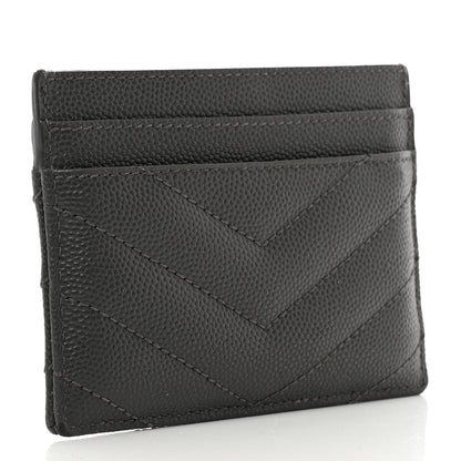 Saint Laurent Grain De Poudre Matelasse Chevron Monogram Credit Card Case Storm 3 of 7