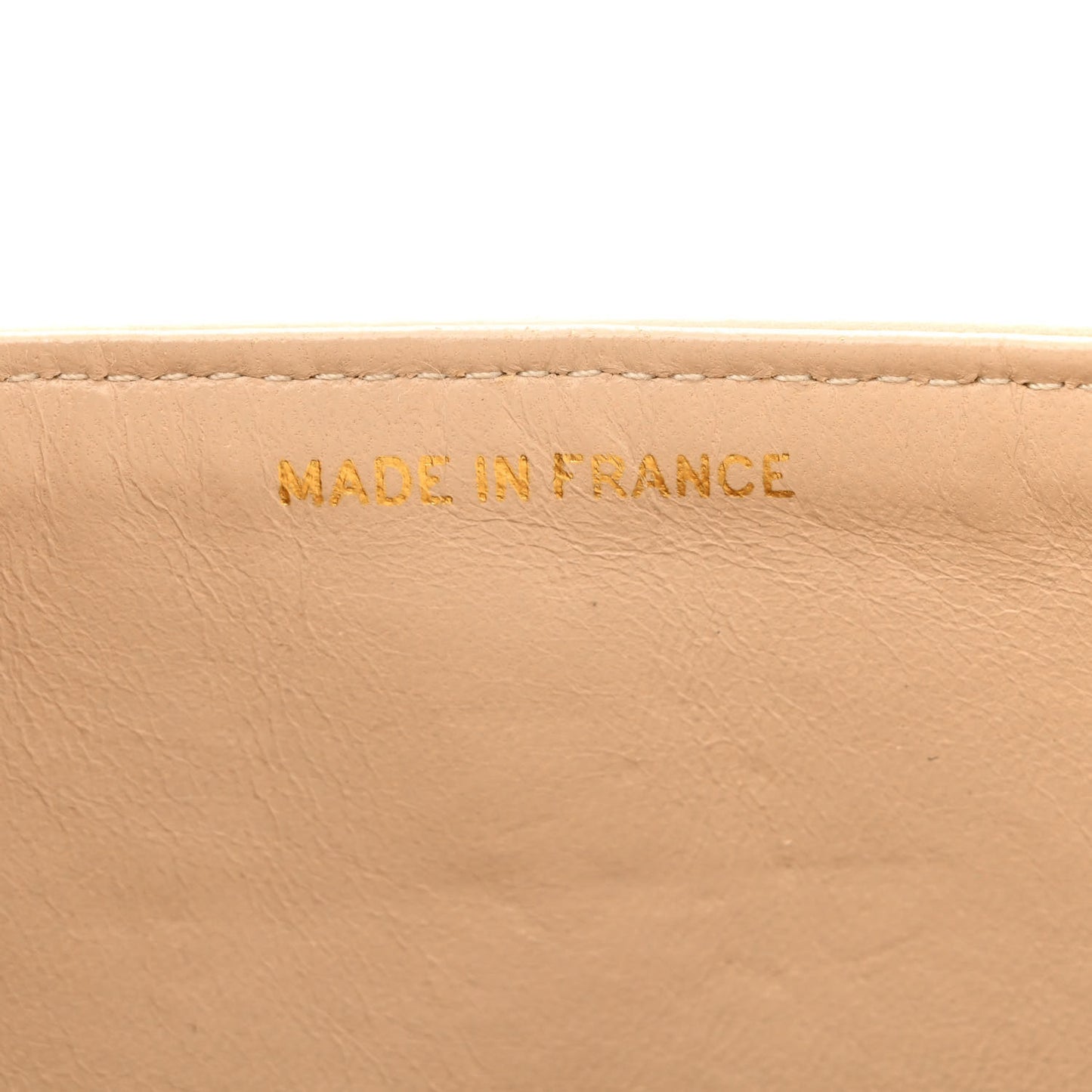 Lambskin Chevron Quilted Medium Double Flap Beige