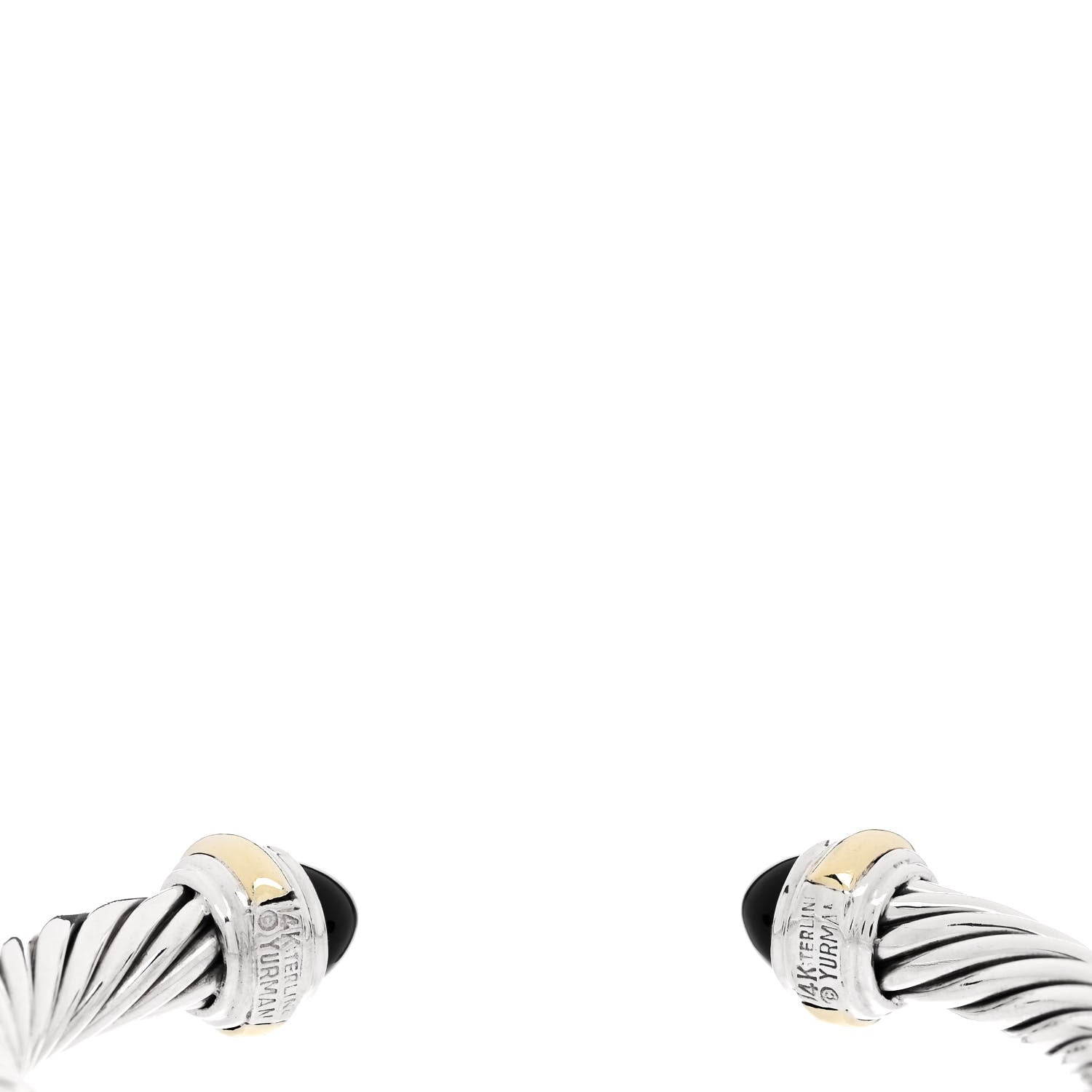 David Yurman Sterling Silver 14K Yellow Gold Black Onyx 7mm Cable Classics Bracelet 3 of 3