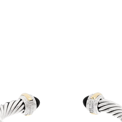 David Yurman Sterling Silver 14K Yellow Gold Black Onyx 7mm Cable Classics Bracelet 3 of 3