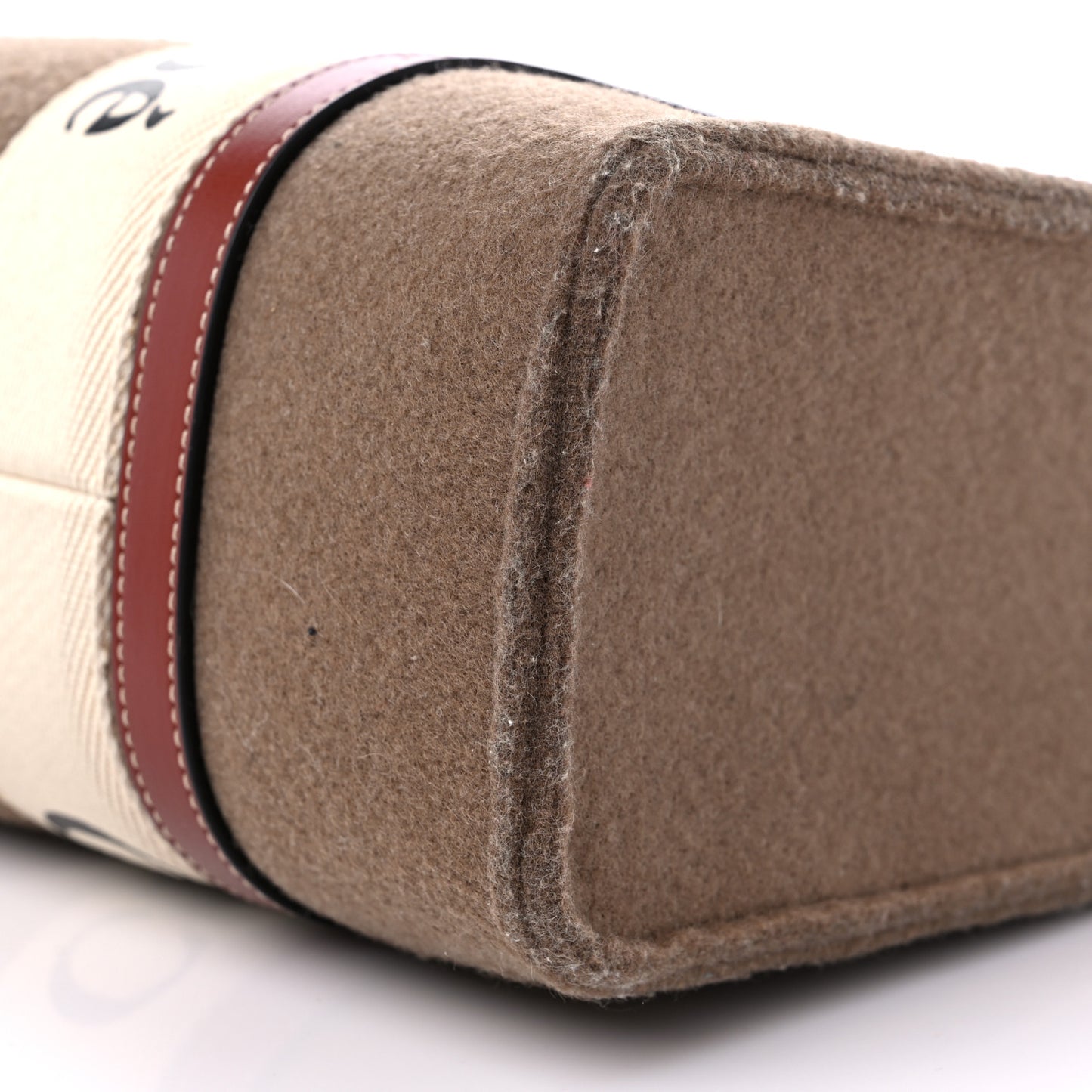 Felt Shiny Calfskin Medium Woody Ribbon Tote Light Brown