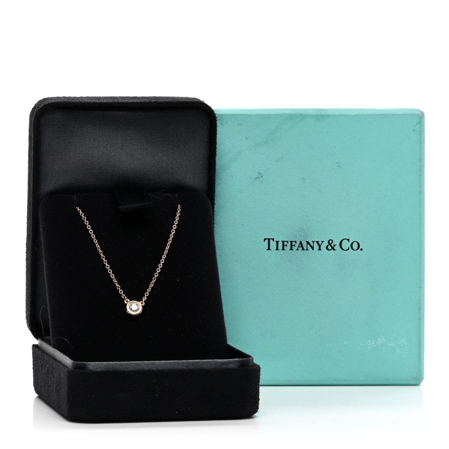 18K Rose Gold Diamond .14ct Elsa Peretti Diamonds by the Yard Pendant Necklace