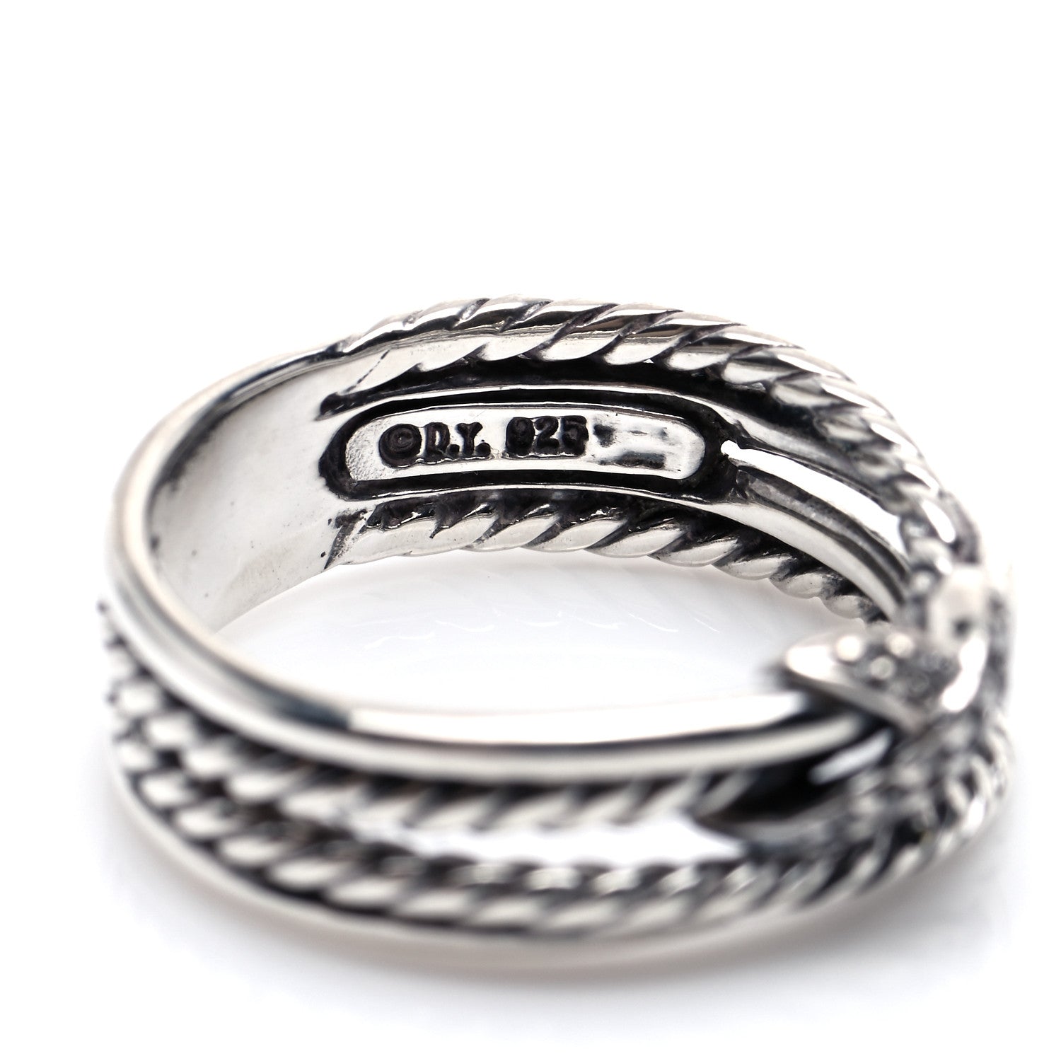 David Yurman Sterling Silver Diamond X Crossover Ring 54 6.75 4 of 4