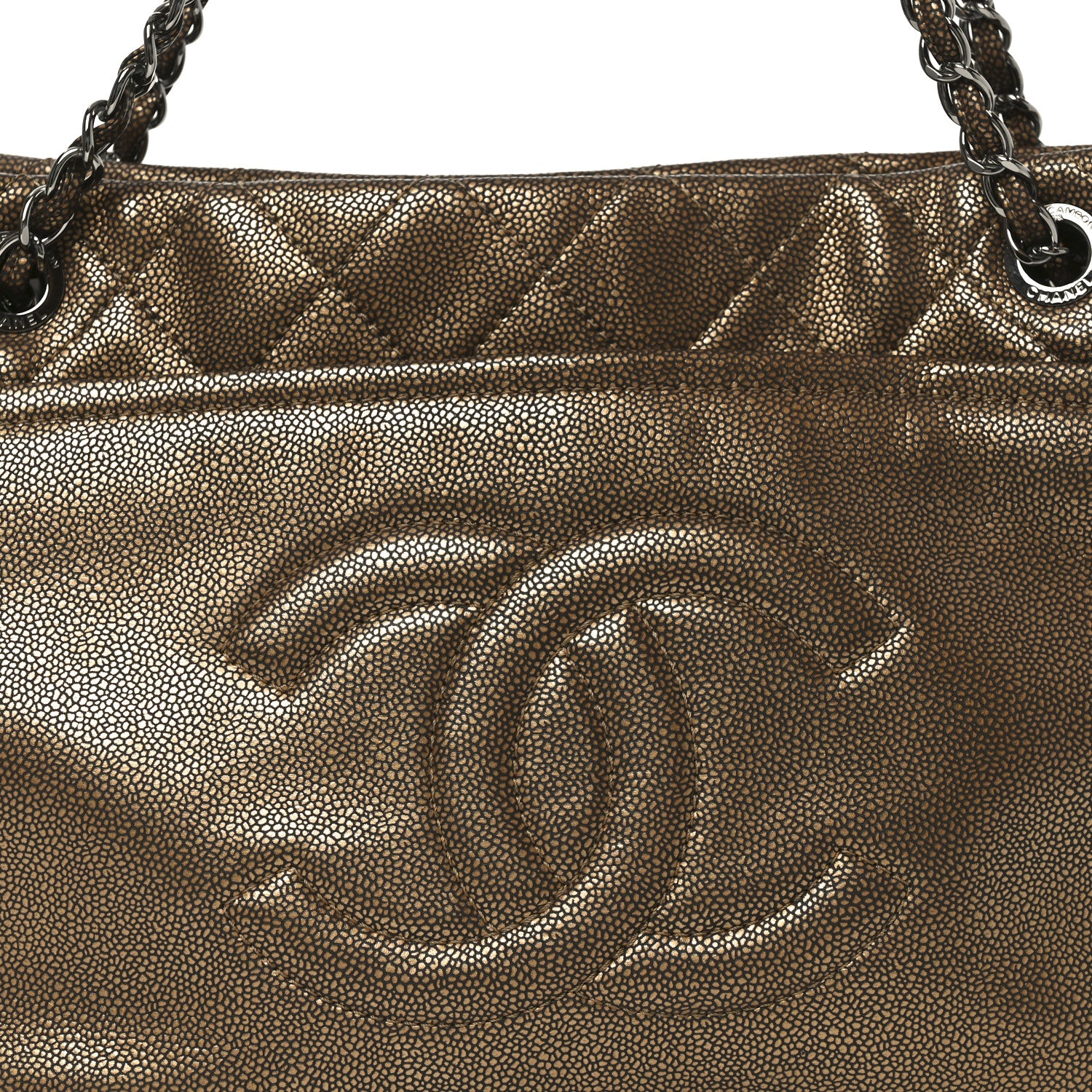 Chanel Metallic Caviar Quilted Large Timeless CC Soft Tote Bronze 8 of 10