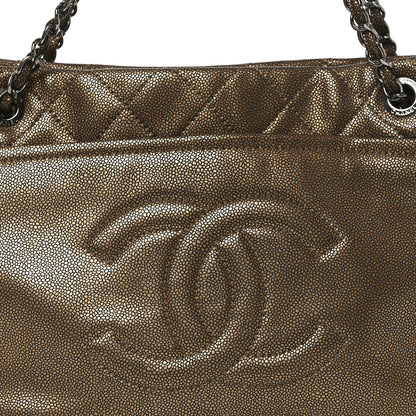 Chanel Metallic Caviar Quilted Large Timeless CC Soft Tote Bronze 8 of 10