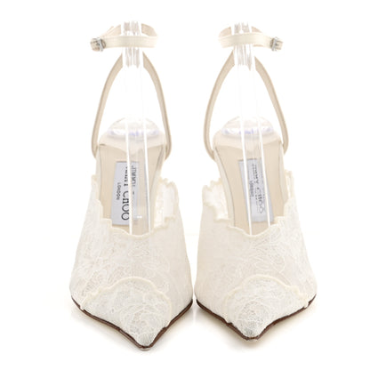 Jimmy Choo Satin Lace Faiz 100 Pumps 38 Ivory 3 of 12