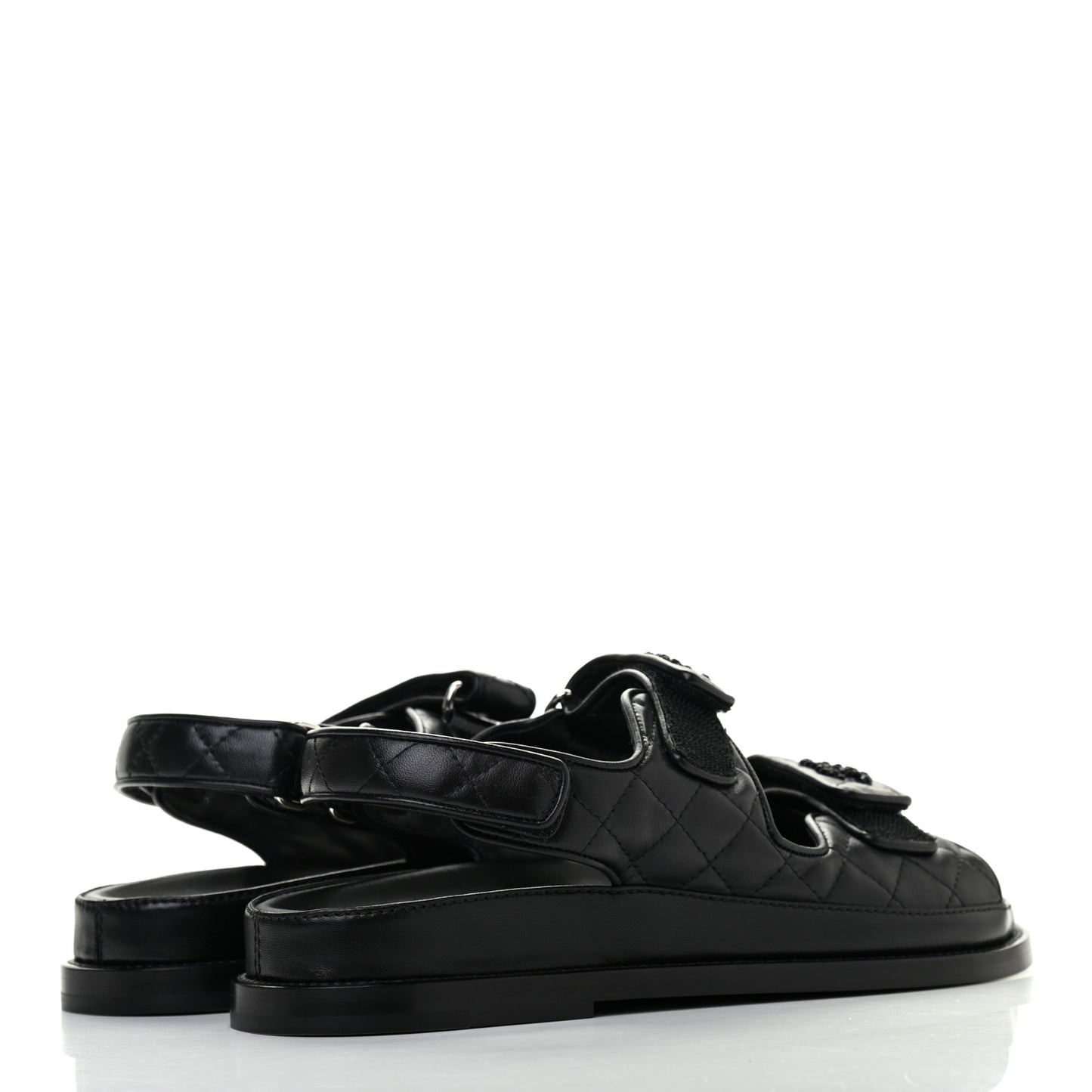 Lambskin Velcro Dad Sandals 38 Black