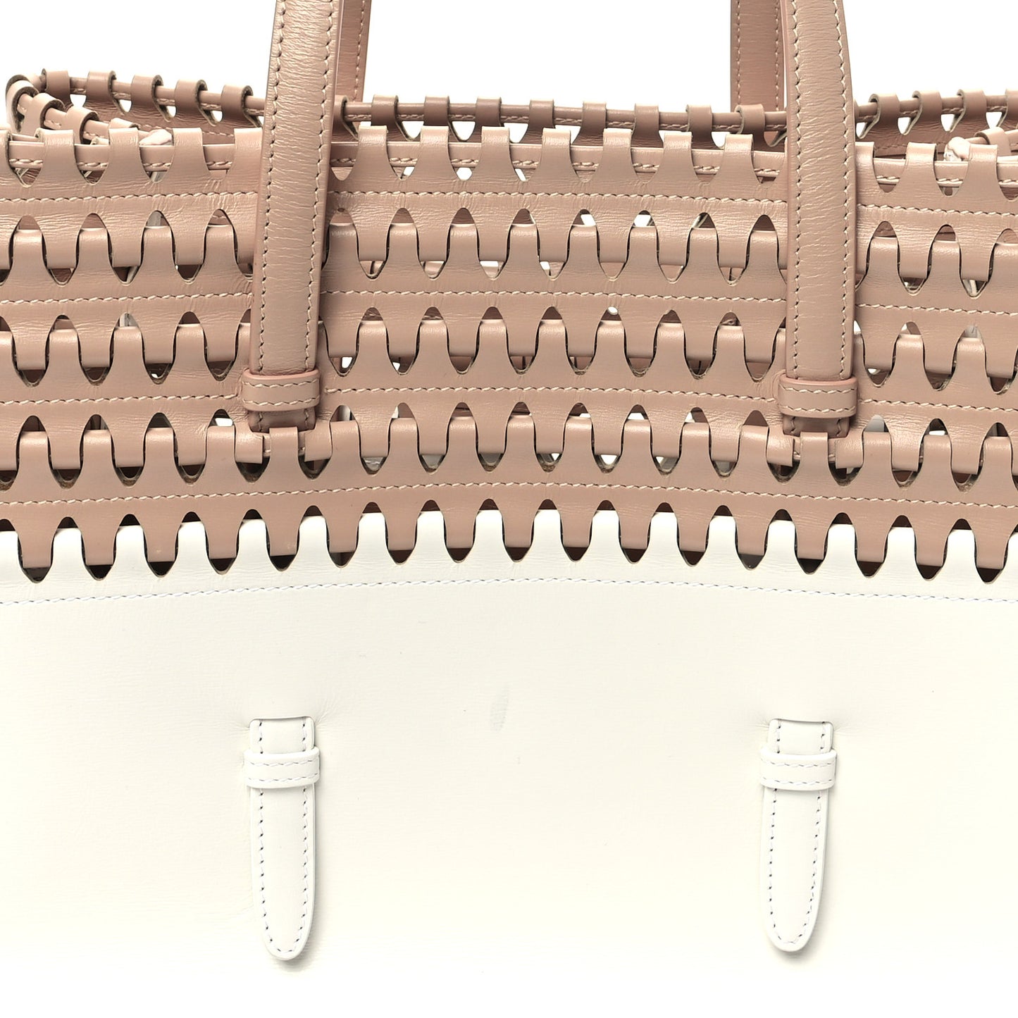 Calfskin Laser Cut Tote Nude White