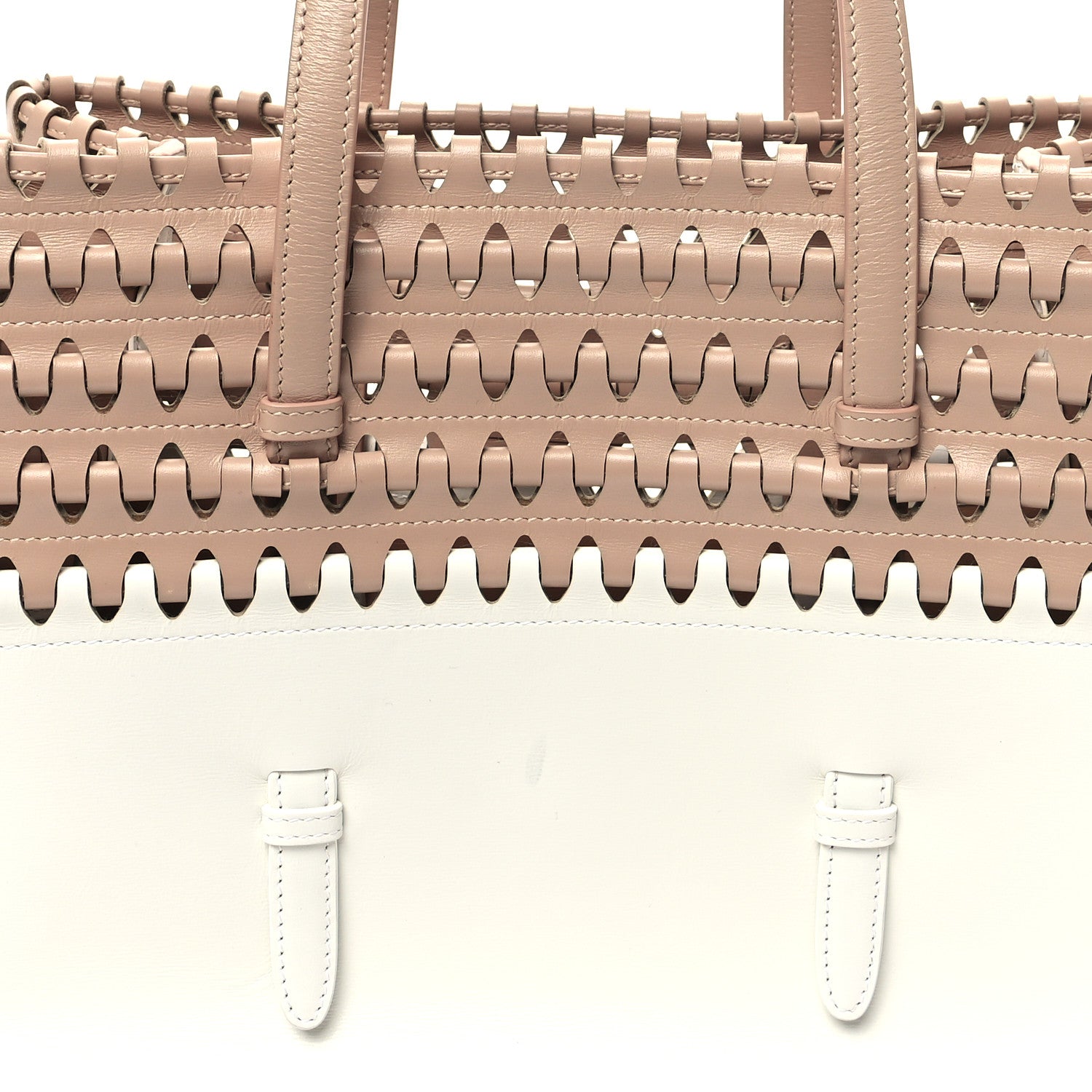 Alaia Calfskin Laser Cut Tote Nude White 7 of 11