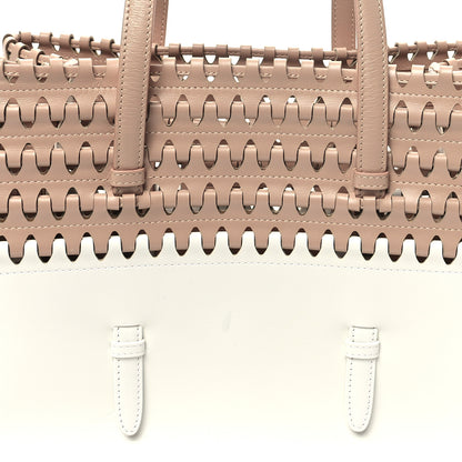 Alaia Calfskin Laser Cut Tote Nude White 7 of 11
