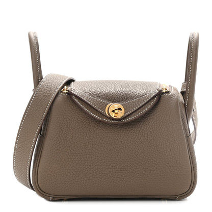 Hermes Taurillon Clemence Mini Lindy 20 Etoupe 1 of 11