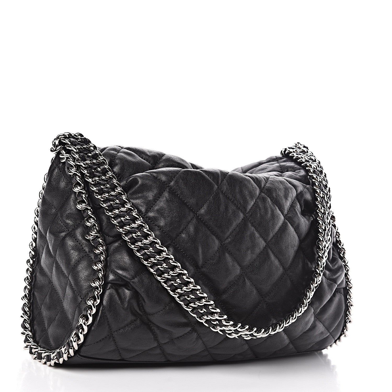 Chanel Washed Lambskin Chain Around Hobo Black 3 of 10