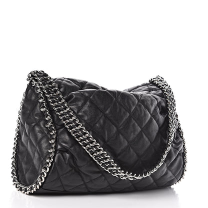 Chanel Washed Lambskin Chain Around Hobo Black 3 of 10