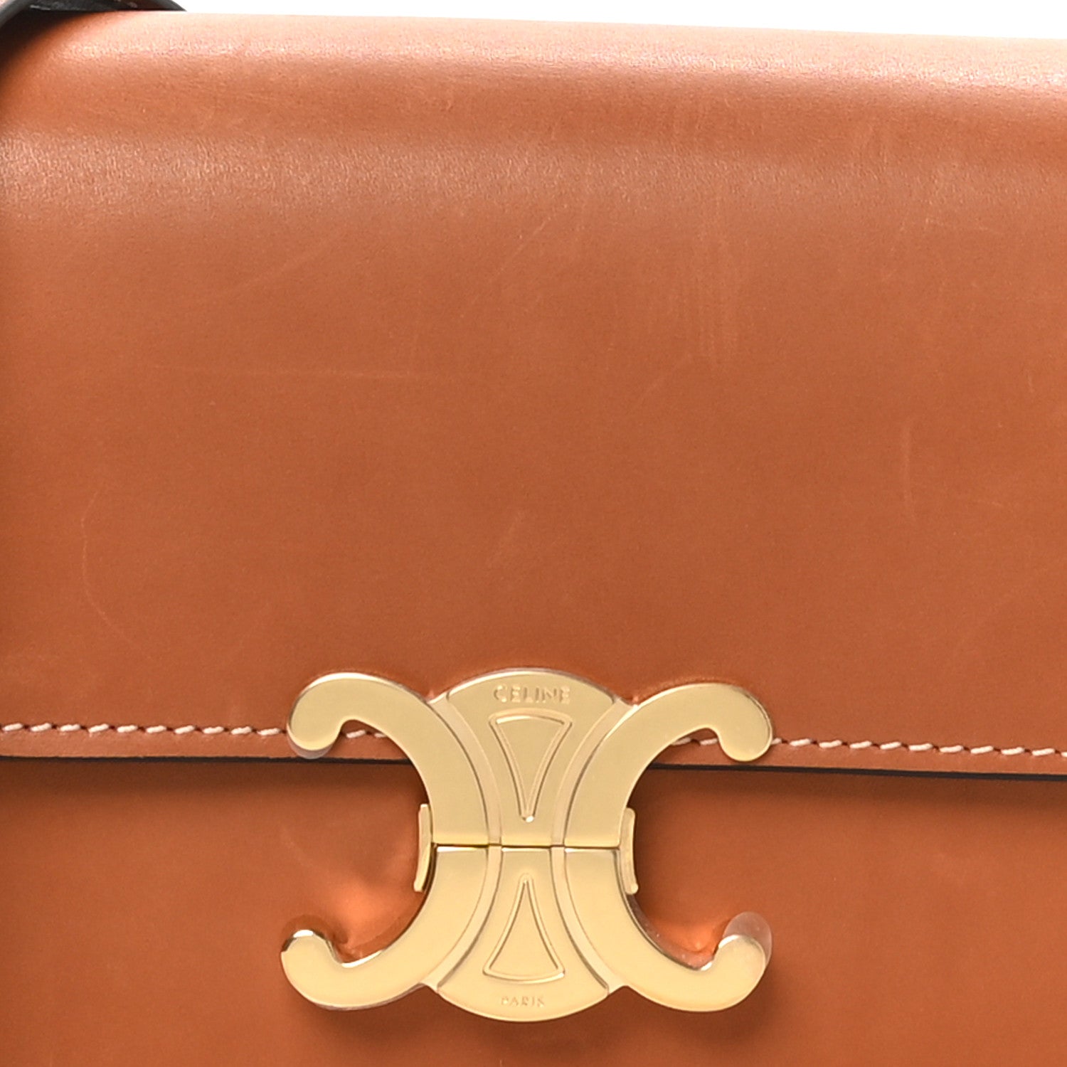 Celine Shiny Calfskin Teen Triomphe Tan 7 of 10