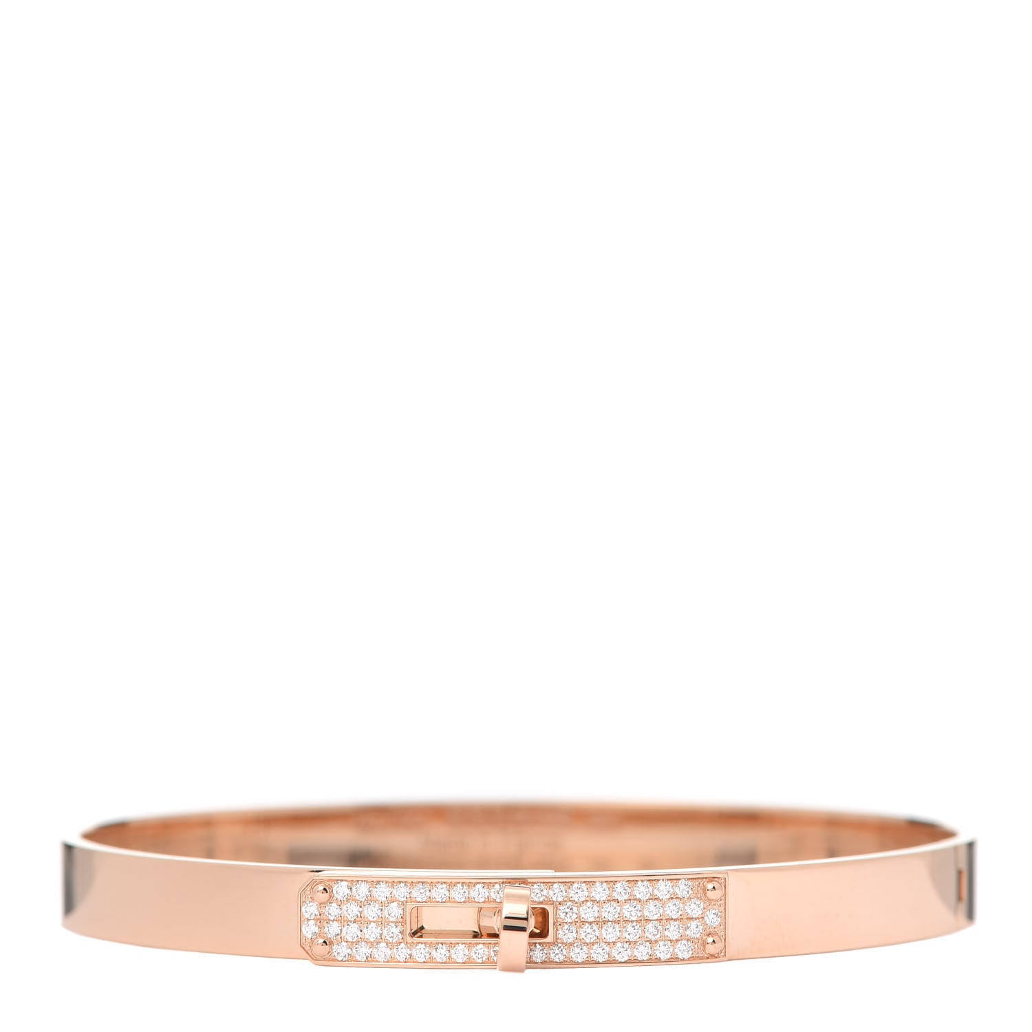 Hermes 18K Rose Gold Diamond PM Kelly Pave Bracelet SH 1 of 6