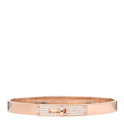 Hermes 18K Rose Gold Diamond PM Kelly Pave Bracelet SH 1 of 6