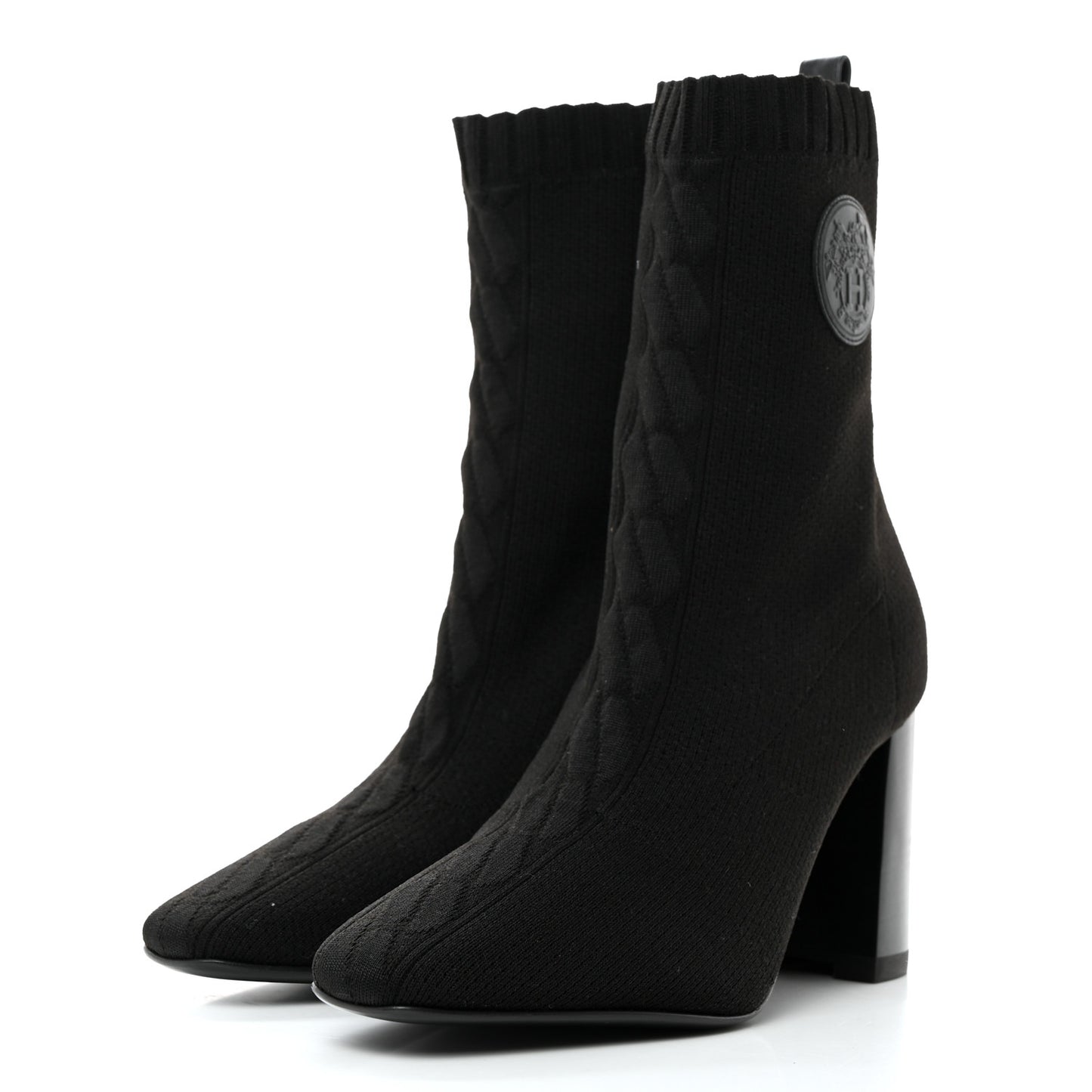 Knit Calfskin Volver 90 Ankle Boots 37 Black