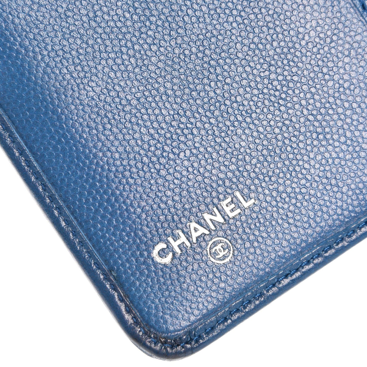 Caviar Sevruga Large Zip Pocket Wallet Dark Blue