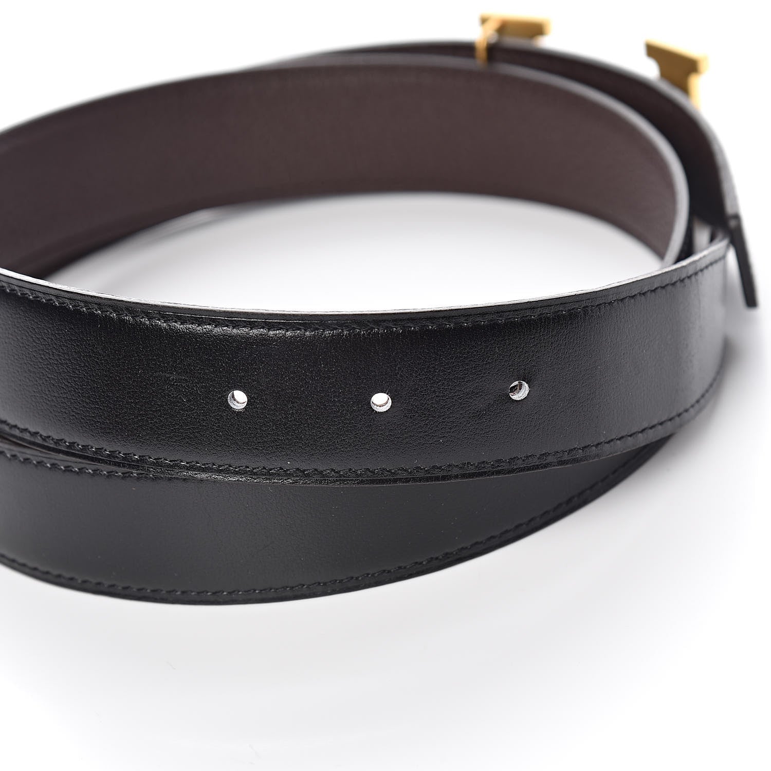 Hermes Box Togo 32mm Martelee H Belt 85 Black Chocolate 4 of 7