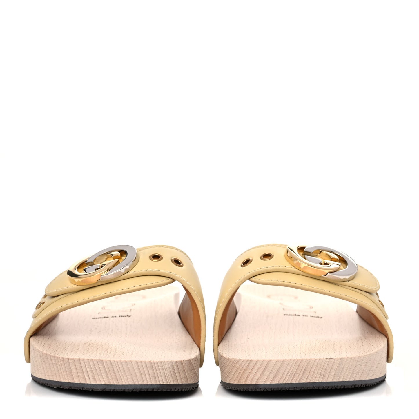 Calfskin Interlocking G Mens Slide Sandals 5 Burro