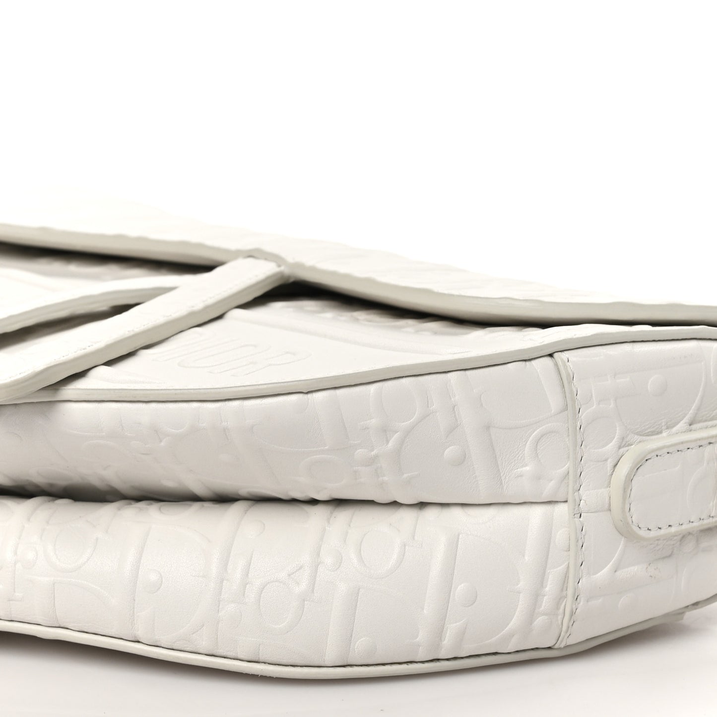 Calfskin Embossed Oblique Saddle Bag White