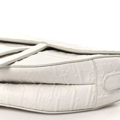 Christian Dior Calfskin Embossed Oblique Saddle Bag White 10 of 10
