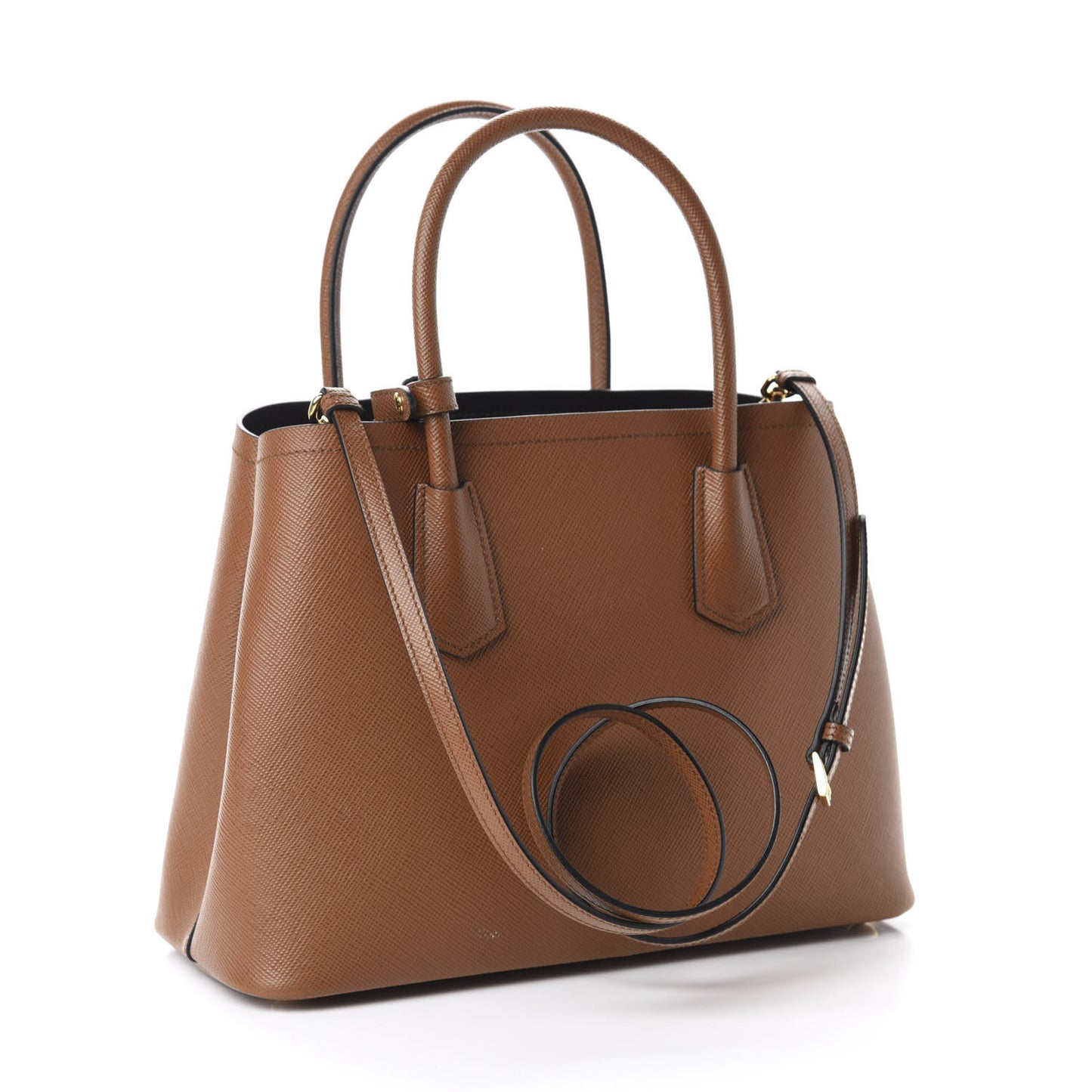 Saffiano Cuir Small Double Bag Palissandro Black