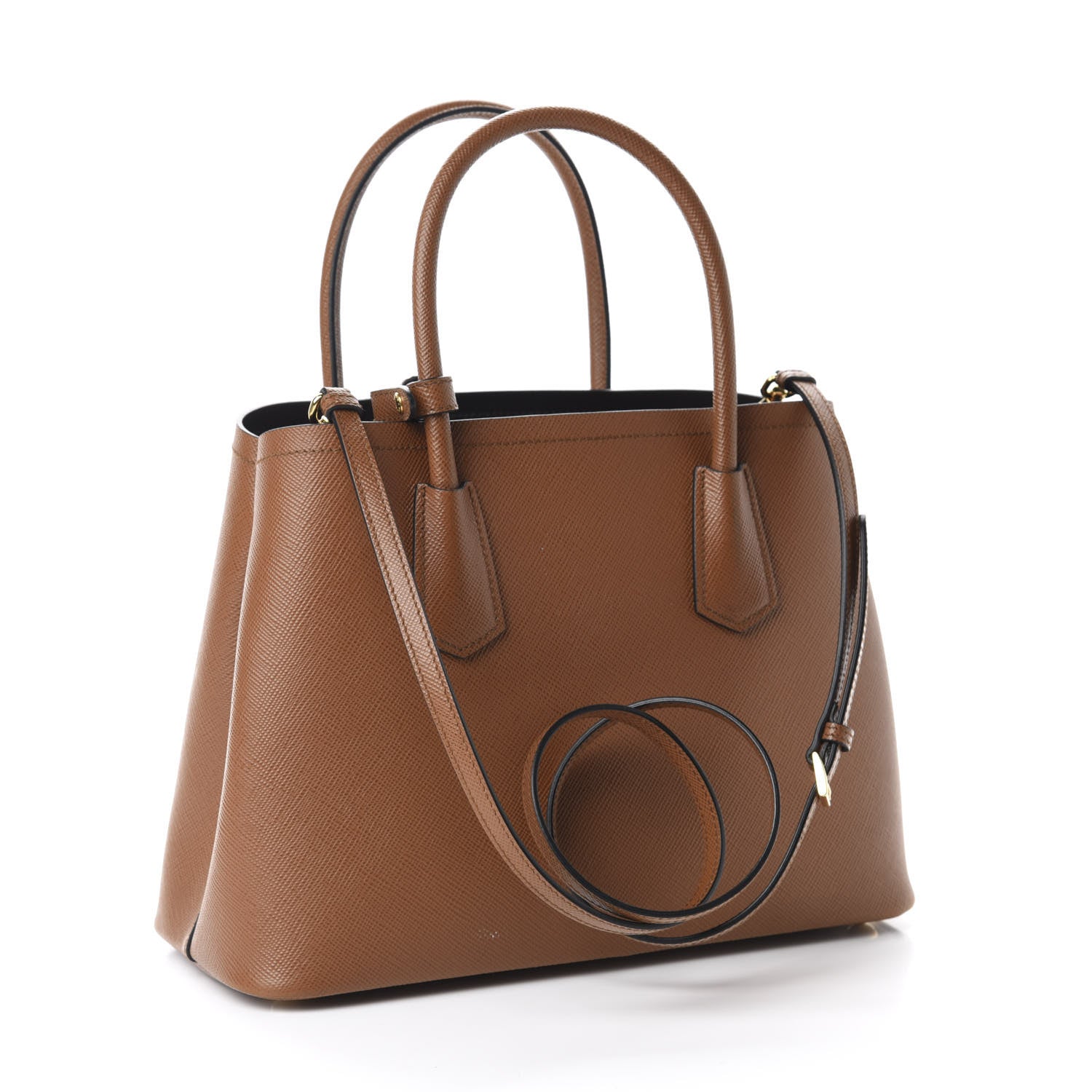 Prada Saffiano Cuir Small Double Bag Palissandro Black 3 of 10