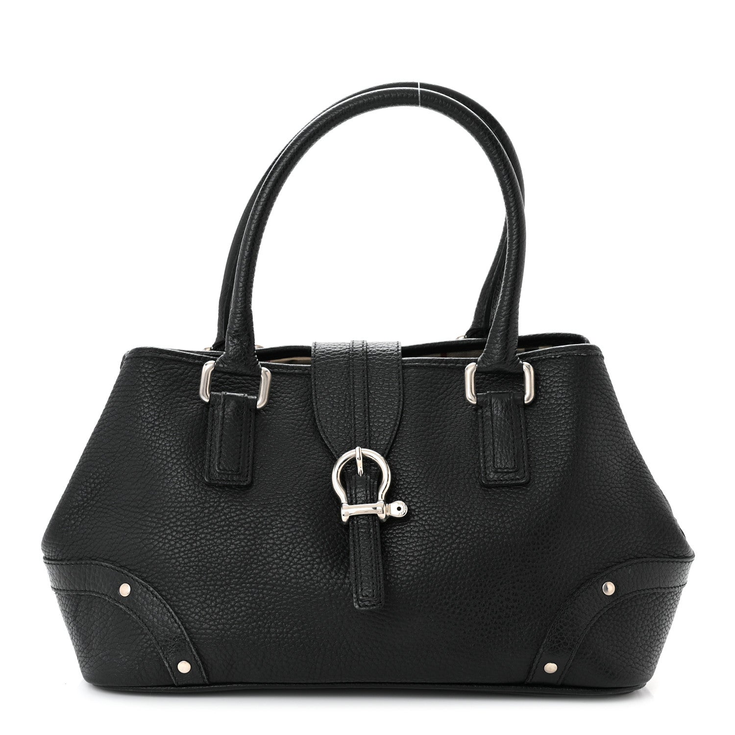 Burberry Calfskin Studded Buckle Tote Black 1 of 10