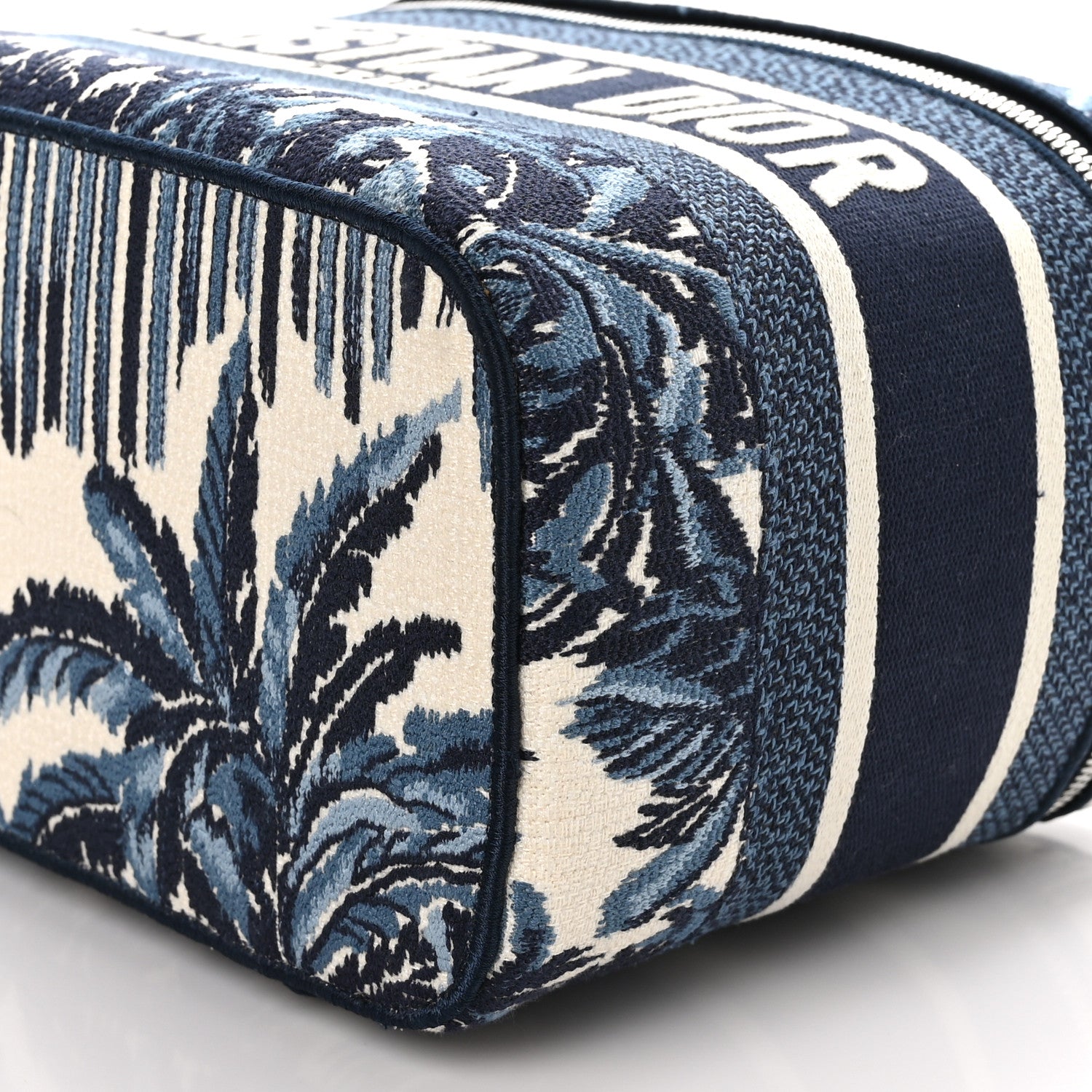 Christian Dior Canvas Embroidered Palm Tree Diortravel Vanity Case Blue Multicolor 9 of 9