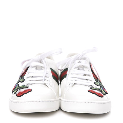 Gucci Calfskin Web Floral Embroidered Womens Ace Sneakers 39.5 White 2 of 10