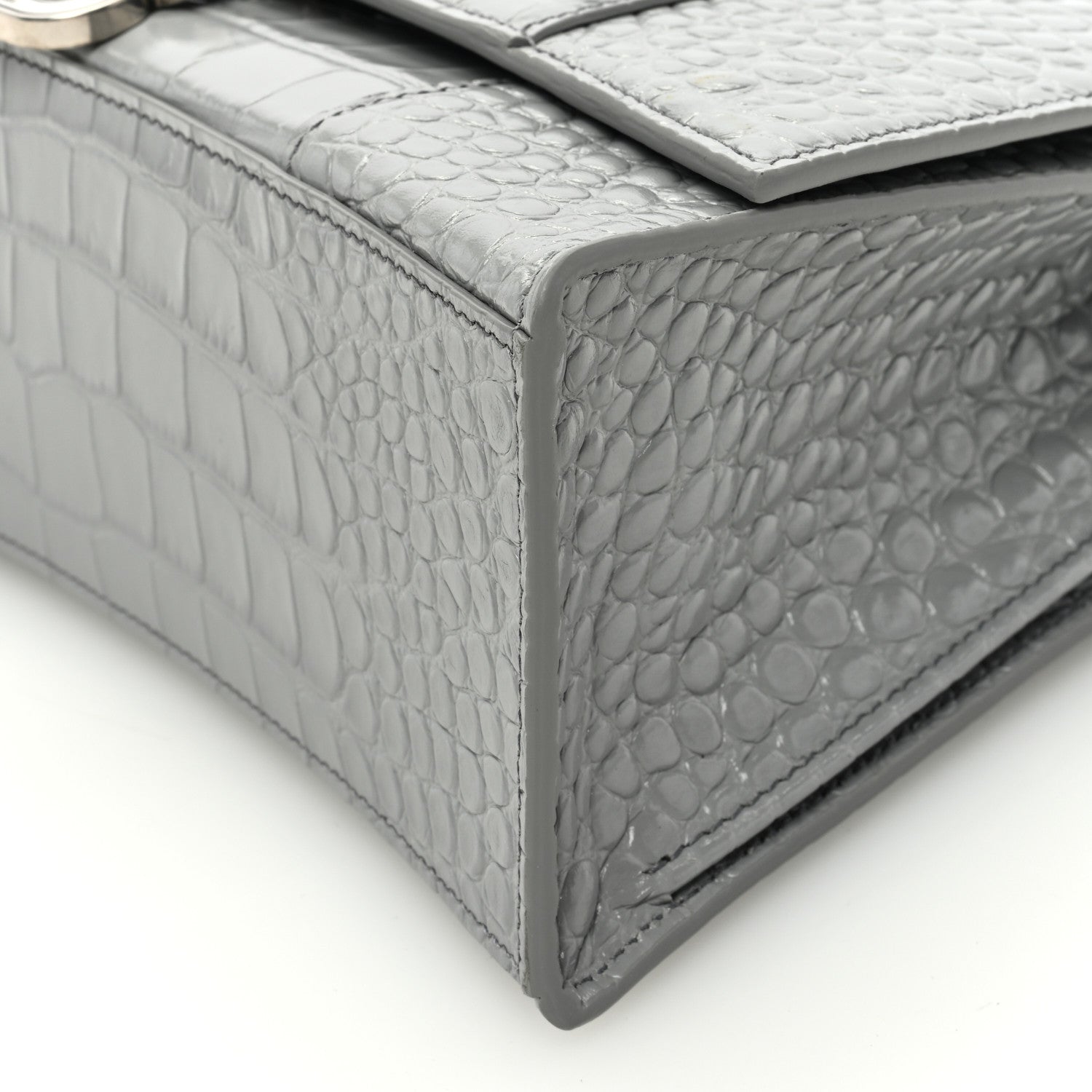 Balenciaga Shiny Calfskin Crocodile Embossed Medium Hourglass Top Handle Bag Balenciaga Grey 9 of 9