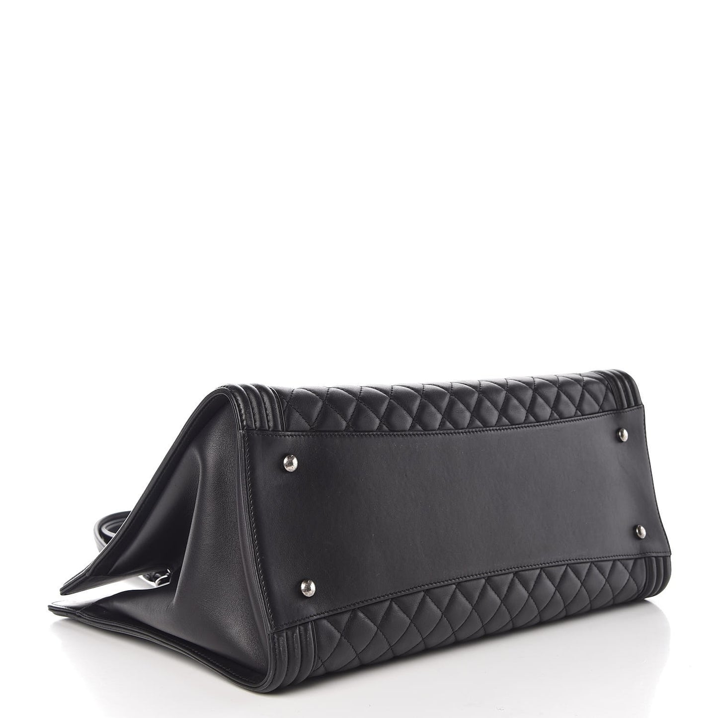 Calfskin Quilted Boy Shopping Tote Black
