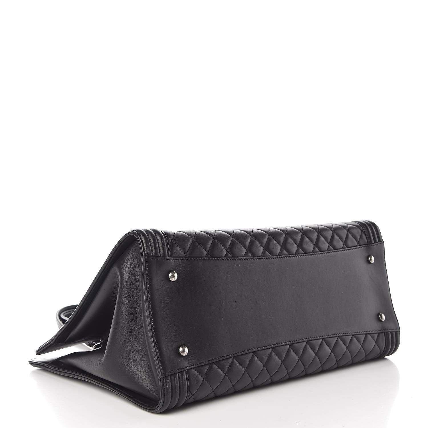 Chanel Calfskin Quilted Boy Shopping Tote Black 4 of 7