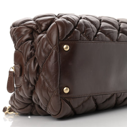 Chanel Calfskin Bubble Quilt Bowler Dark Brown 11 of 14