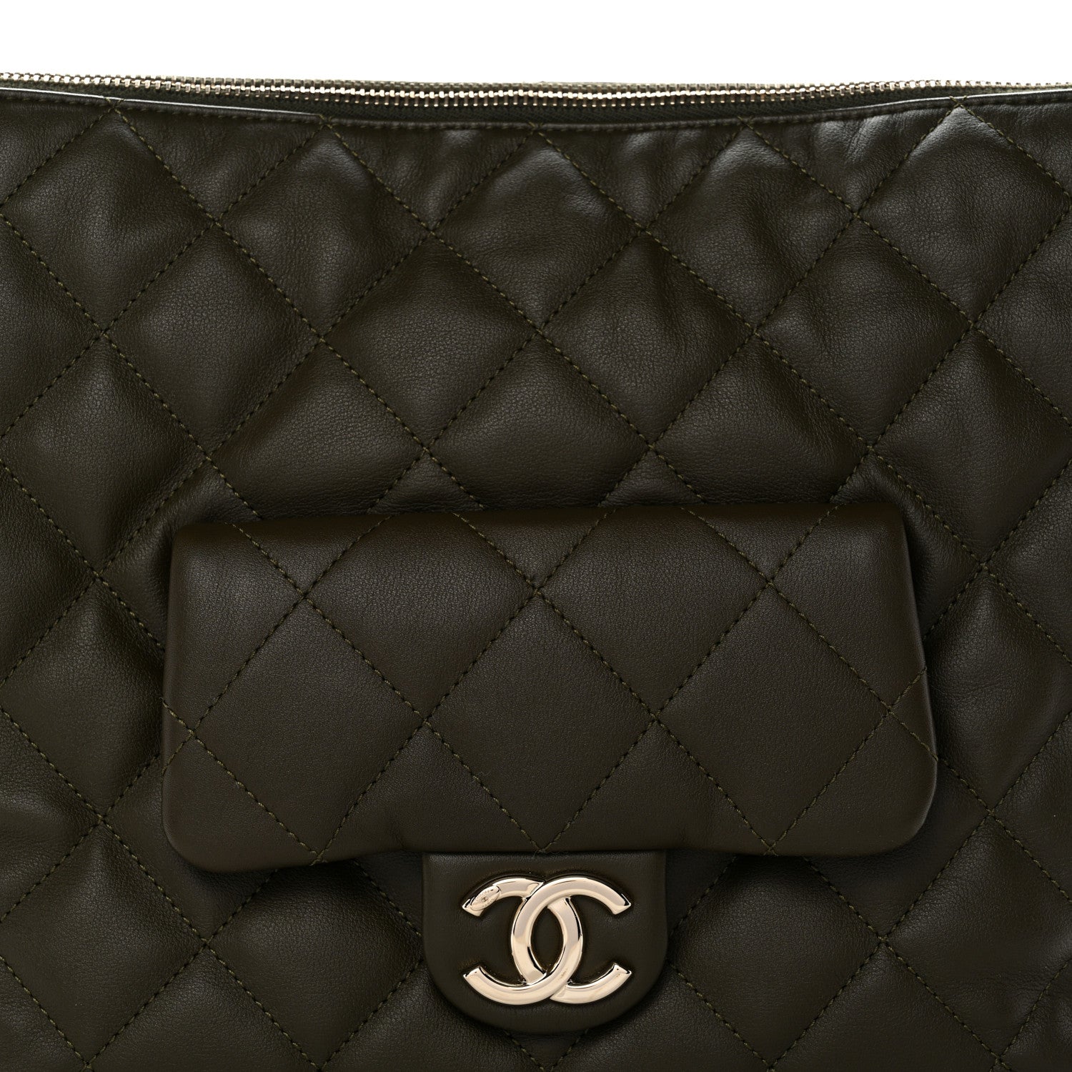 Chanel Calfskin Quilted Coco Mellow Hobo Khaki 8 of 11
