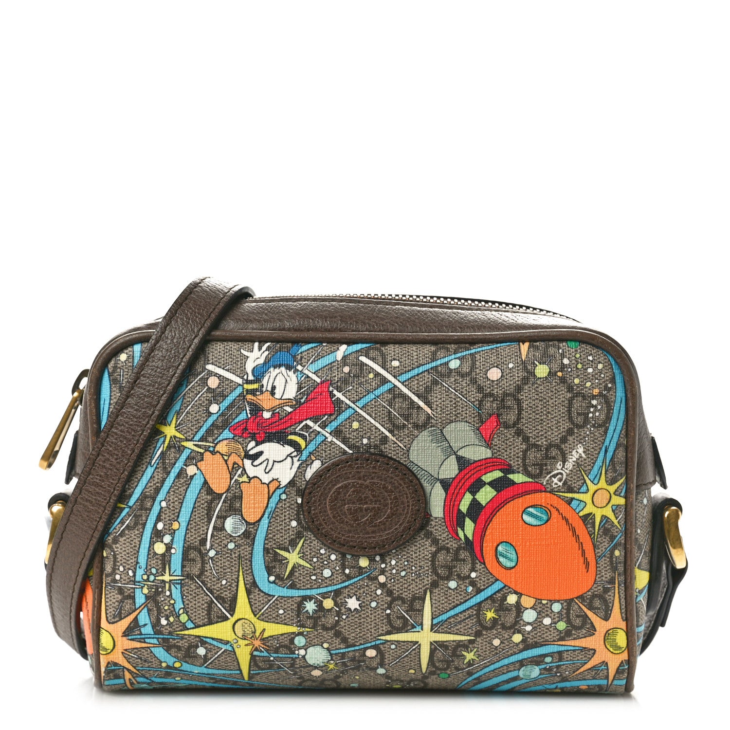 Gucci X DISNEY GG Supreme Monogram Donald Duck Interlocking G Shoulder Bag Beige Multicolor New Acero 1 of 10