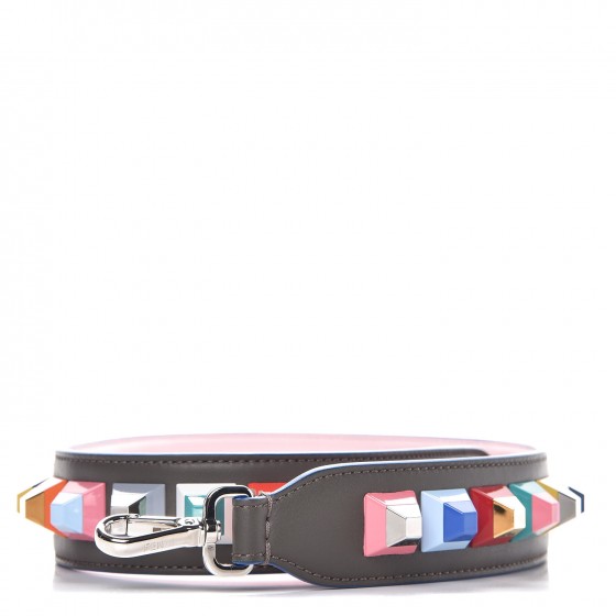 Vitello Dolce Plexiglass Bi-Color Studded Strap You Carbone Peonia Multicolor