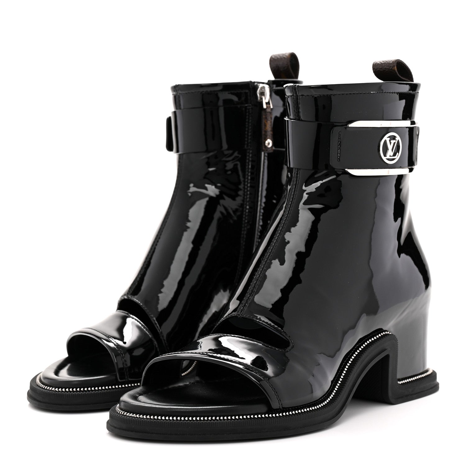 Louis Vuitton Patent Calfskin Moonlight Boots 37 Black 3 of 9