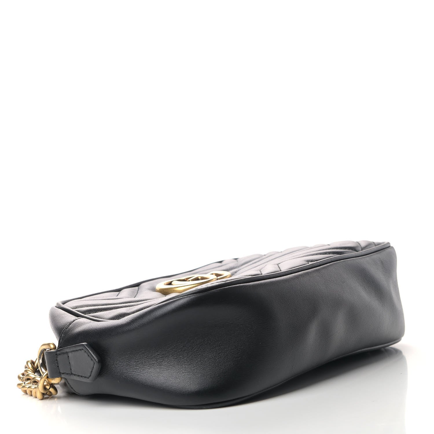 Gucci Calfskin Matelasse Small GG Marmont Chain Shoulder Bag Black 3 of 9