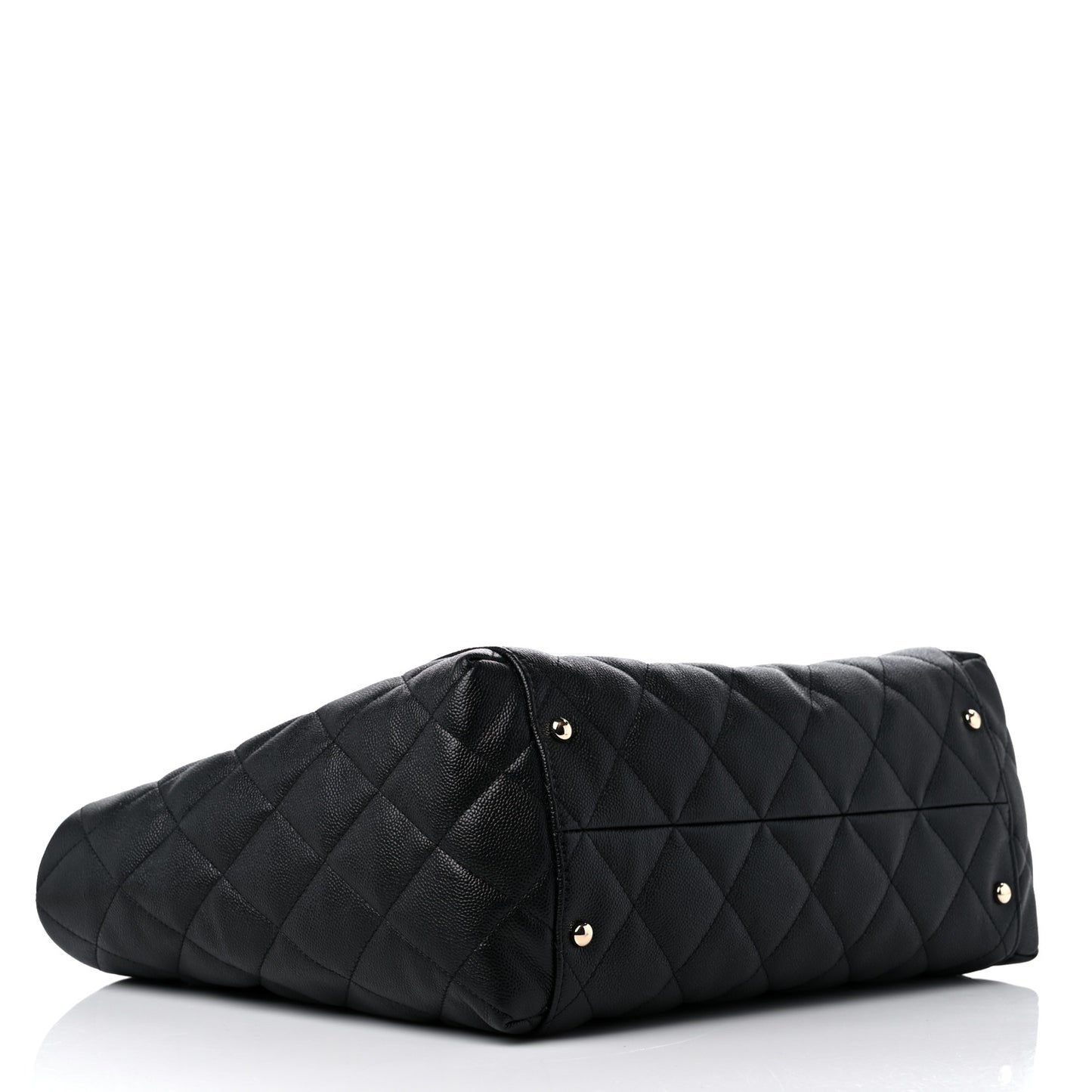 Caviar Quilted Large Shopping Tote Black