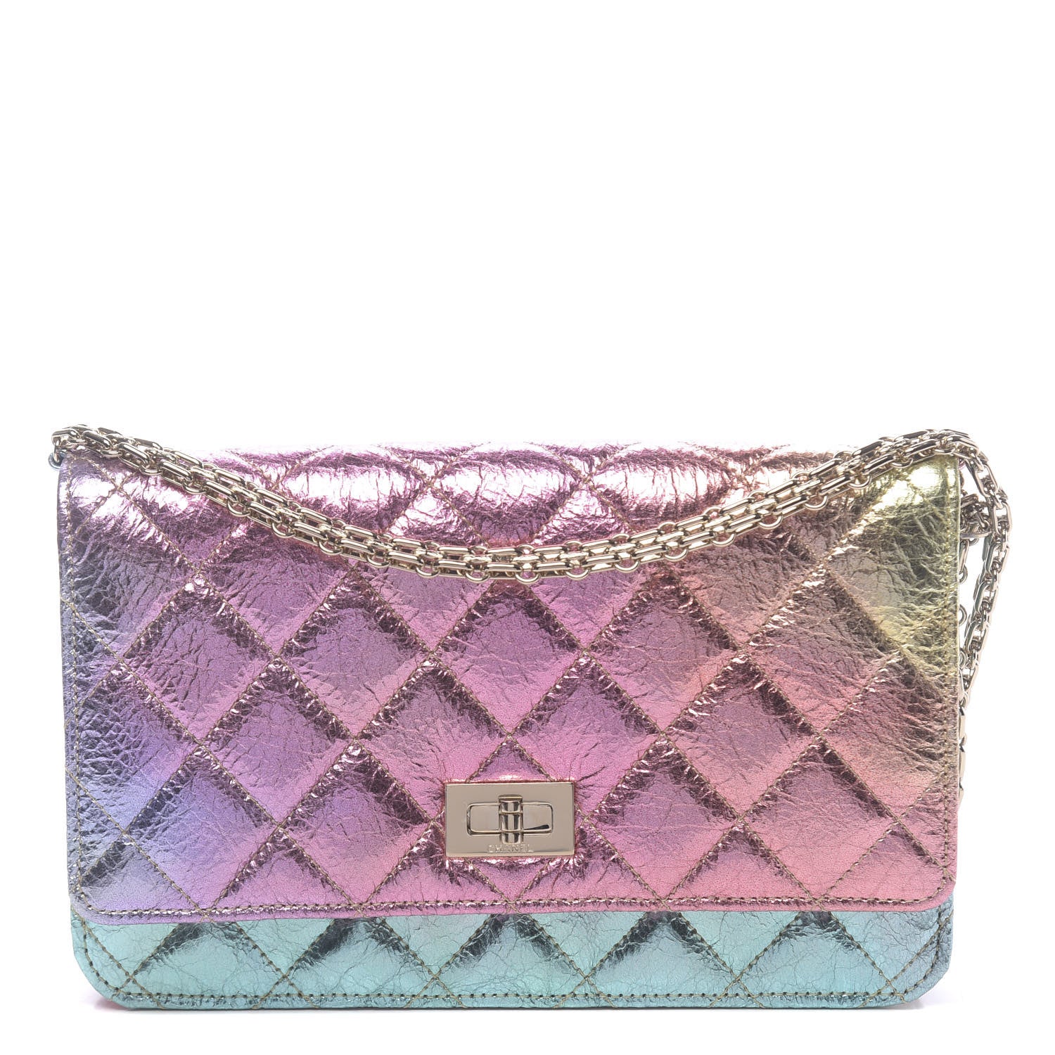 Chanel Metallic Goatskin Quilted 2.55 Reissue Wallet on Chain WOC Multicolor 1 of 12