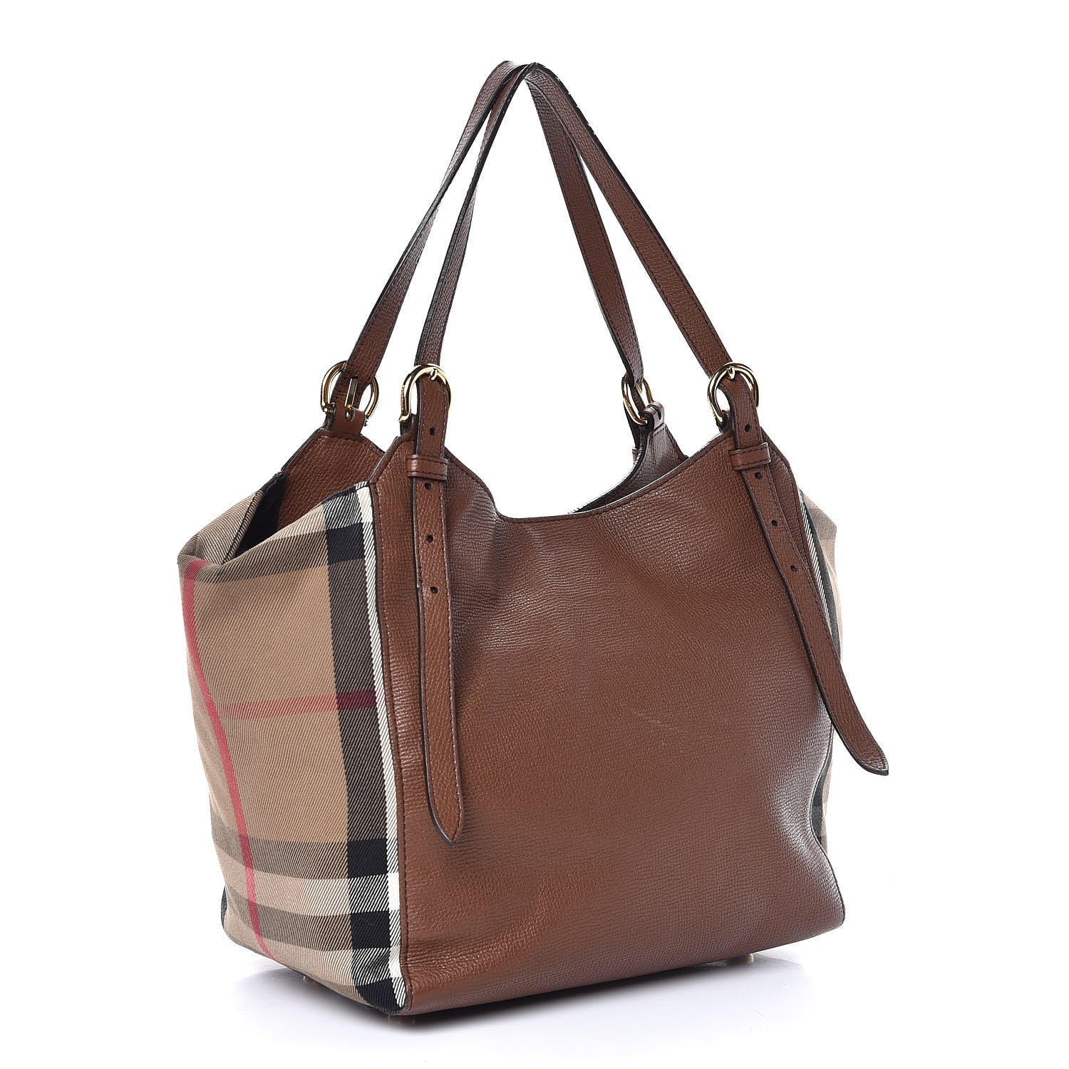 Burberry Grainy Calfskin House Check Small Canterbury Tote Tan 4 of 27