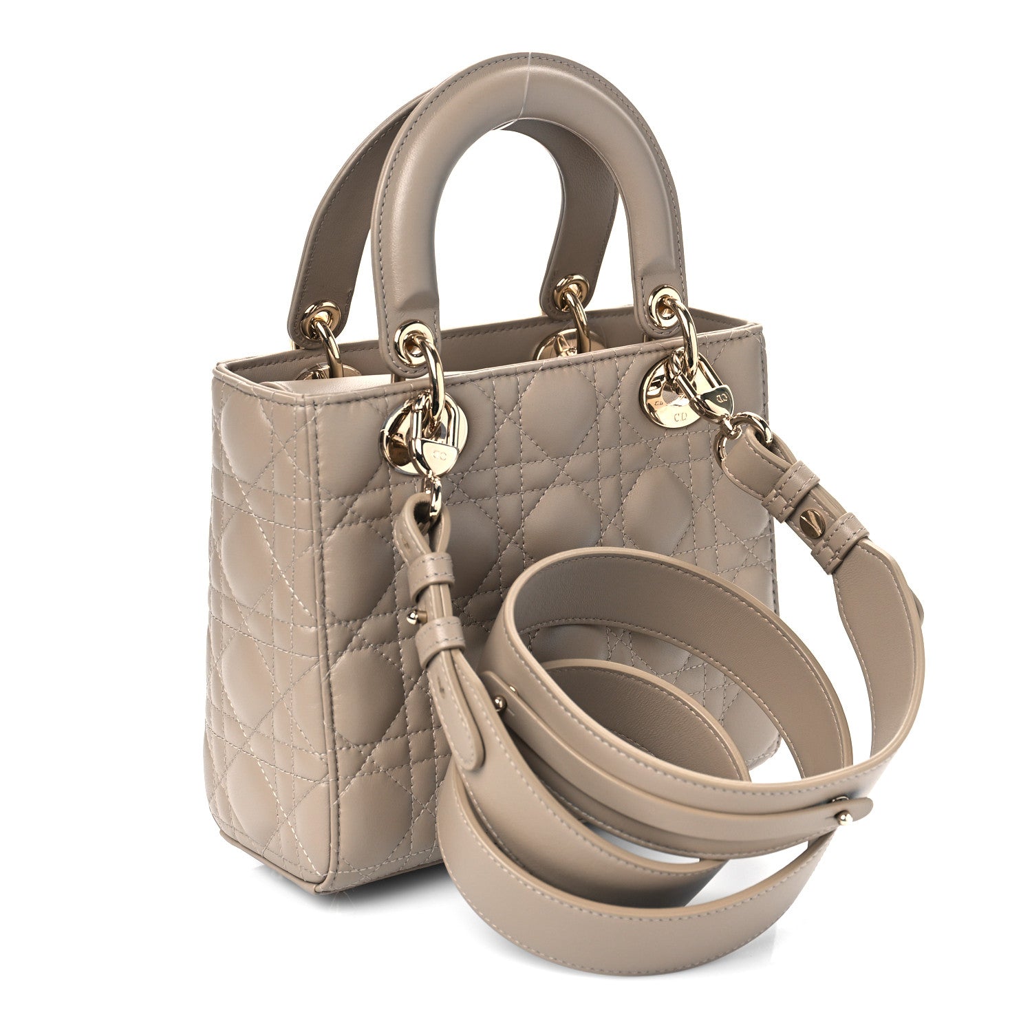 Christian Dior Lambskin Cannage Small My ABCDior Lady Dior Taupe 3 of 8
