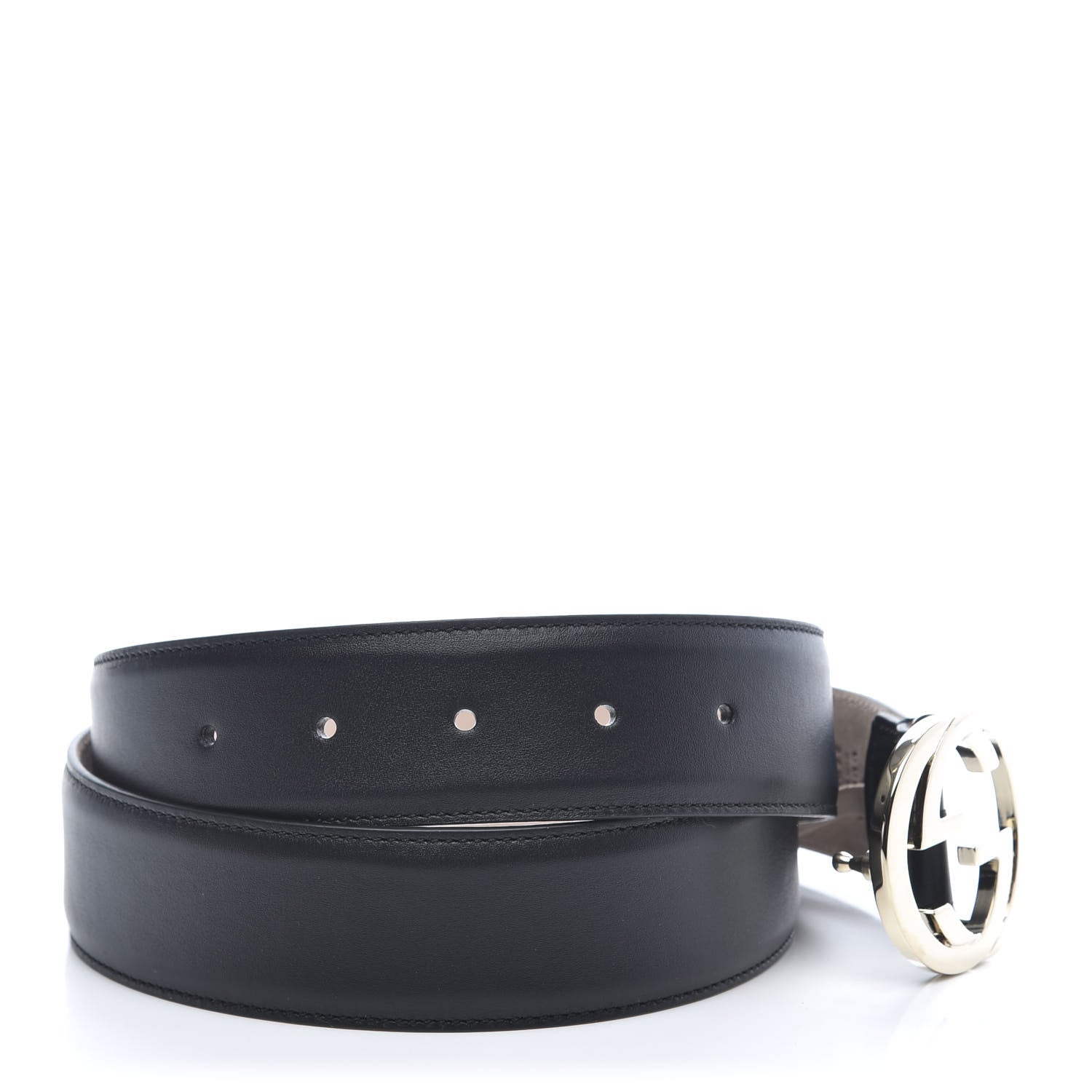Gucci Calfskin Interlocking G 37mm Belt 85 34 Black 3 of 6