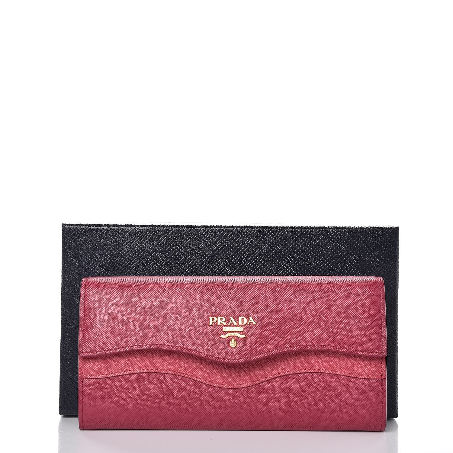Prada Saffiano Wave Continental Flap Wallet Ibisco Peonia 9 of 9