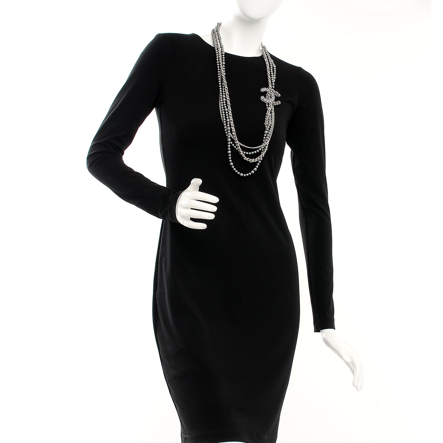 Chanel Pearl Chain Strass CC Long Multistrand Necklace Dark Grey 2 of 6