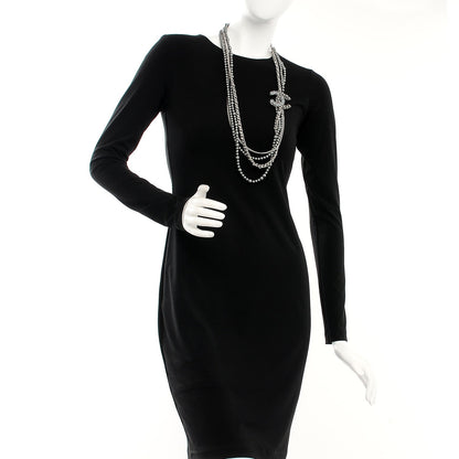Chanel Pearl Chain Strass CC Long Multistrand Necklace Dark Grey 2 of 6