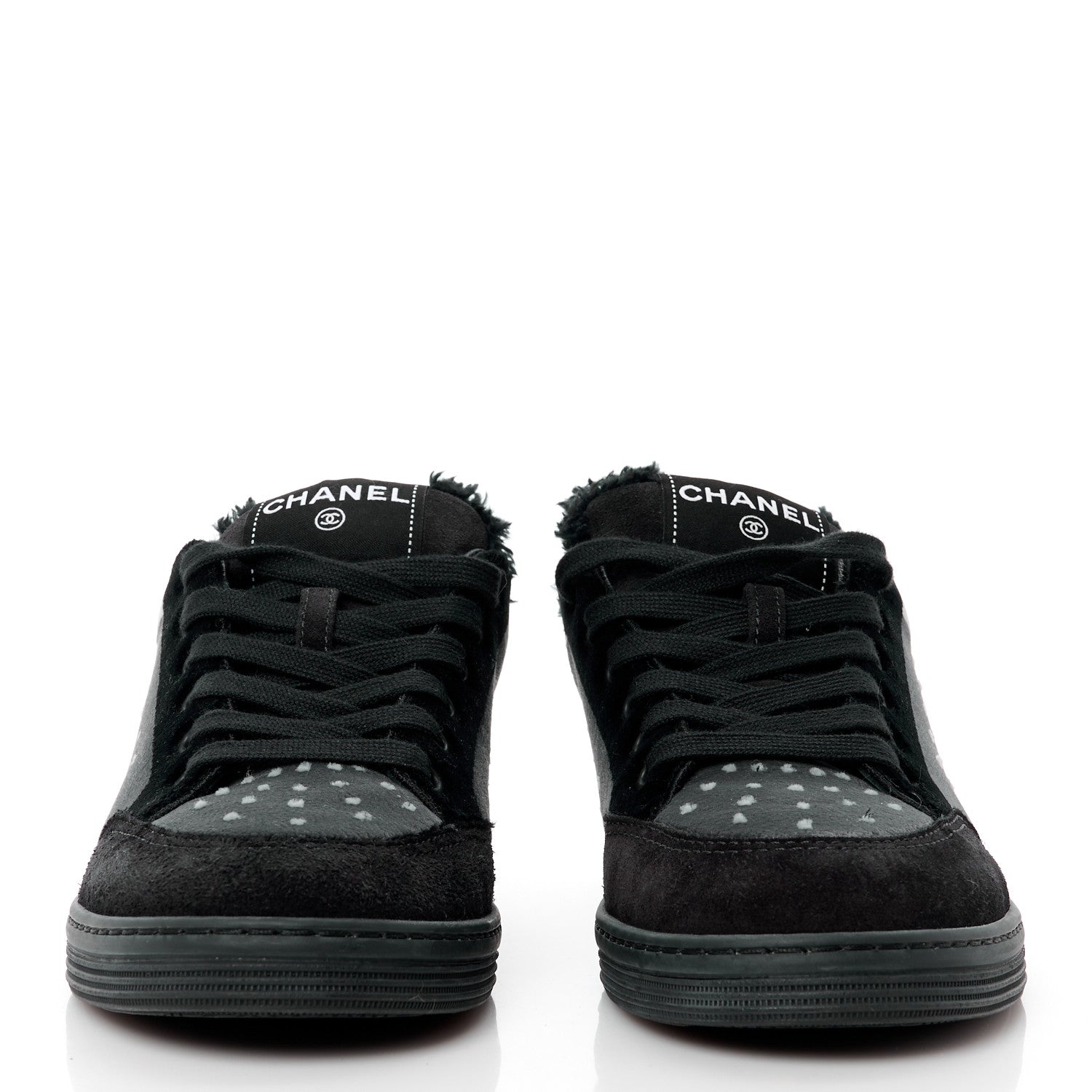 Chanel Fabric Suede Calfskin Logo Sneakers 36.5 Gray 2 of 10