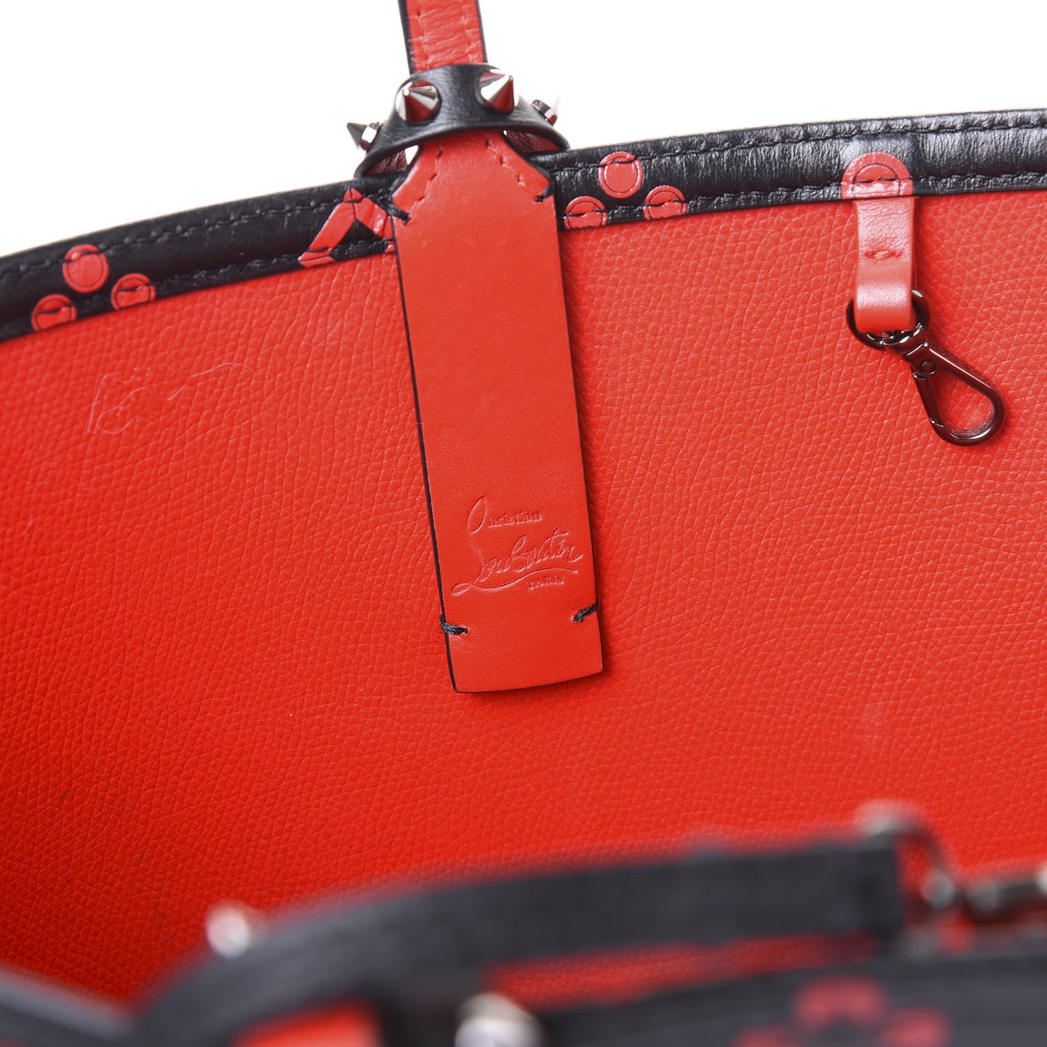 Christian Louboutin Perforated Calfskin Degrade Loubinthesky East West Cabata Tote Black Red 5 of 11